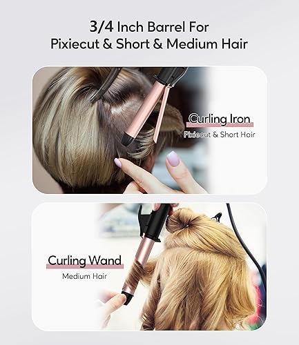 Miniatura 3 de FARERY Mini rizador de pelo de cerámica para cabello corto, rizador de viaje de 34 pulgadas de doble voltaje, mini rizador de tamaño de viaje con