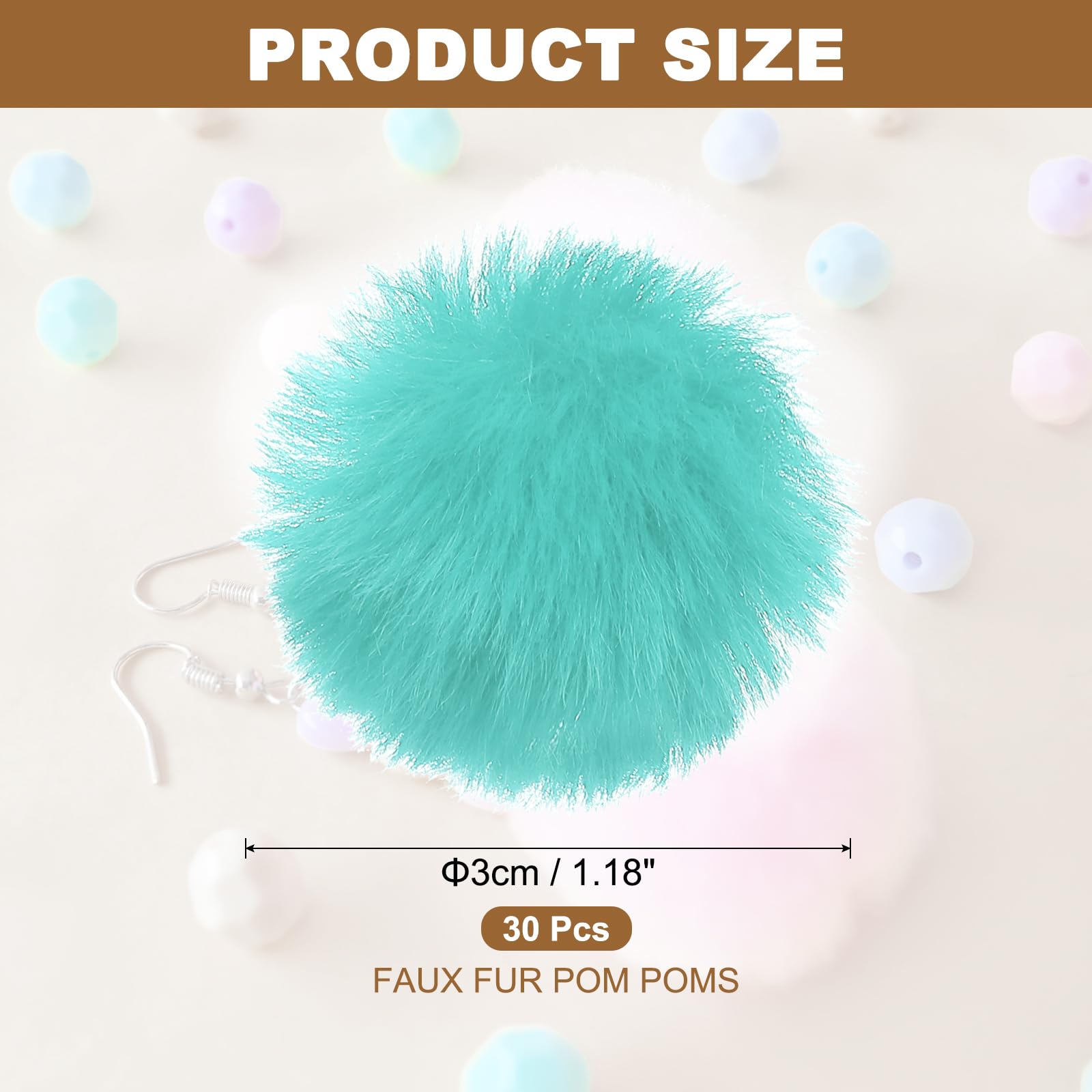 PATIKIL Faux Fur Pom Poms for Hats 30 Pcs Fluffy Soft Fur Poms Balls with Elastic Loop for Keychain Knitting Hats DIY Scarves Gloves Bag Christmas - Image 2
