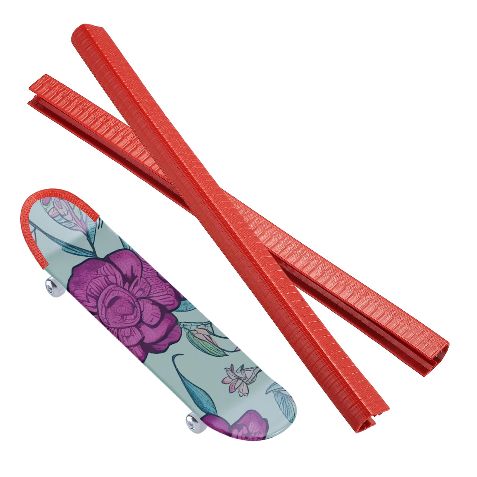 PATIKIL 2Pcs Skateboard Deck Guards Protector, Long Board Edge Protection Skateboard Accessories Protective Cover for Beginners(13.78 Inches, Red)