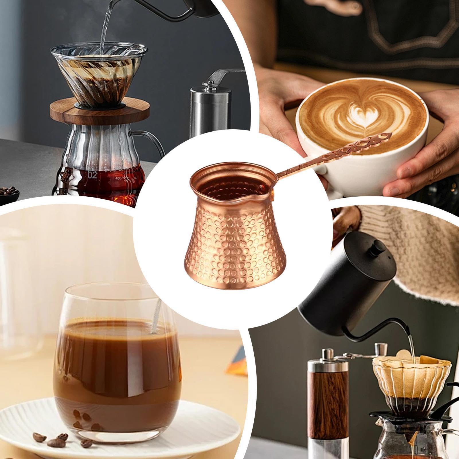 Kaffeekanne Türkischer Stil Aus Metall Arabische Mit Langem Griff, Multifunktionale Türkische Kupfer Mit Langem Griff Kupferkanne Türkischen Kaffee Arabisch Mokkakanne Türkischer Cafe Gehämmerte
