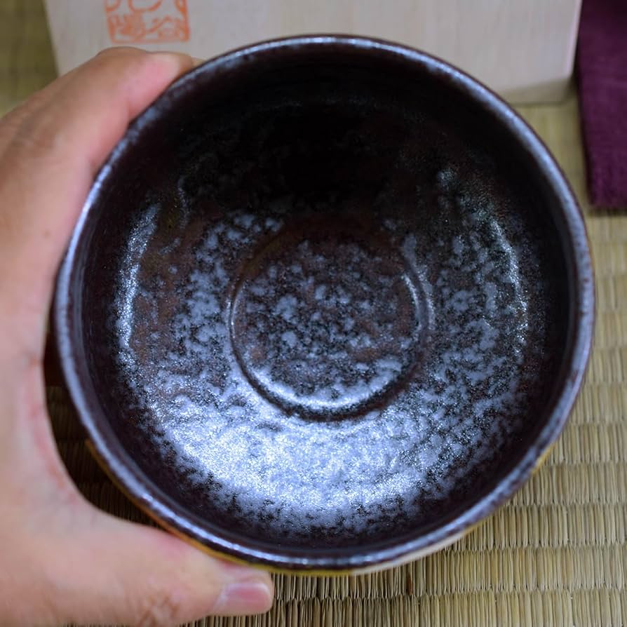 Amazon.co.jp: 抹茶碗 陶器 茶器 九谷焼 抹茶茶碗 金箔梅