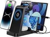 Wireless Charger for iPhone - 5 in 1 Charging Station for Multiple Devices Apple: Fast Wireless Charging Stand Dock for iPhone 17 16e 16 15 14 13 12 Pro Max Apple Watch Airpods