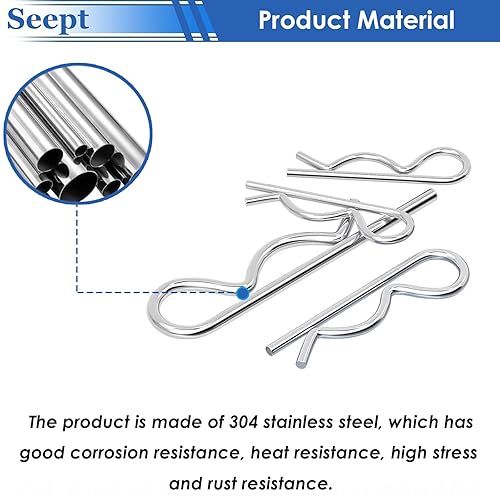 Miniatura 3 de 105 pasadores de chaveta de acero inoxidable 304 7 valores R Pasador de chaveta utilizado para sistema de bloqueo de enganche, camiones, motor