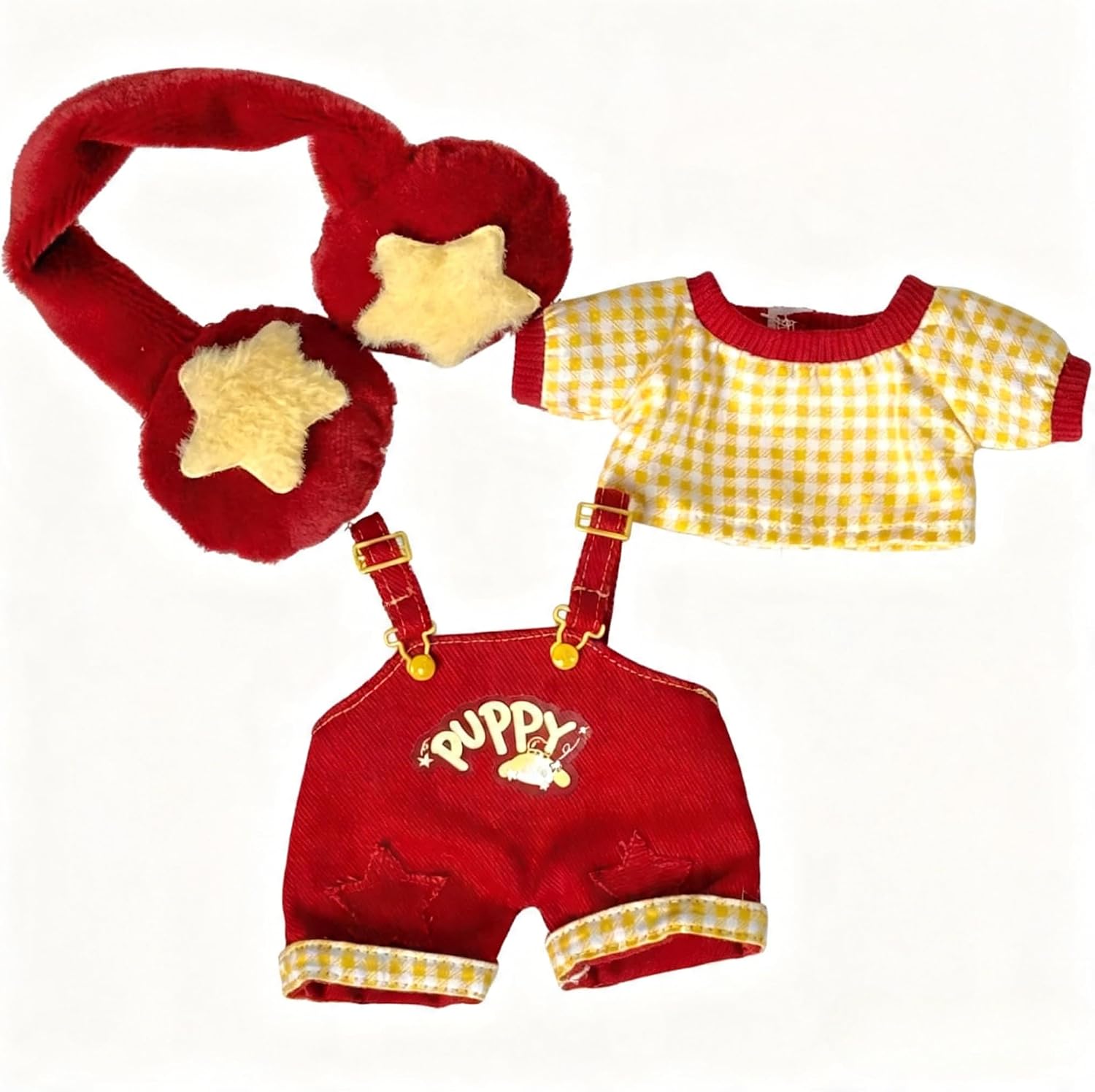 20cm Plush Doll Clothes 3-Piece Outfit Set Cotton Doll Dress-Up Clothes for 7.8 Inch Dolls (Green,20cm)