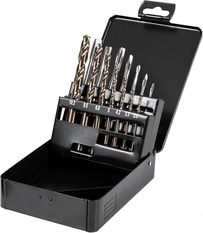 STIER Machine Tap Set, HSSE Co8, M3M12, Including core Hole Drill Set