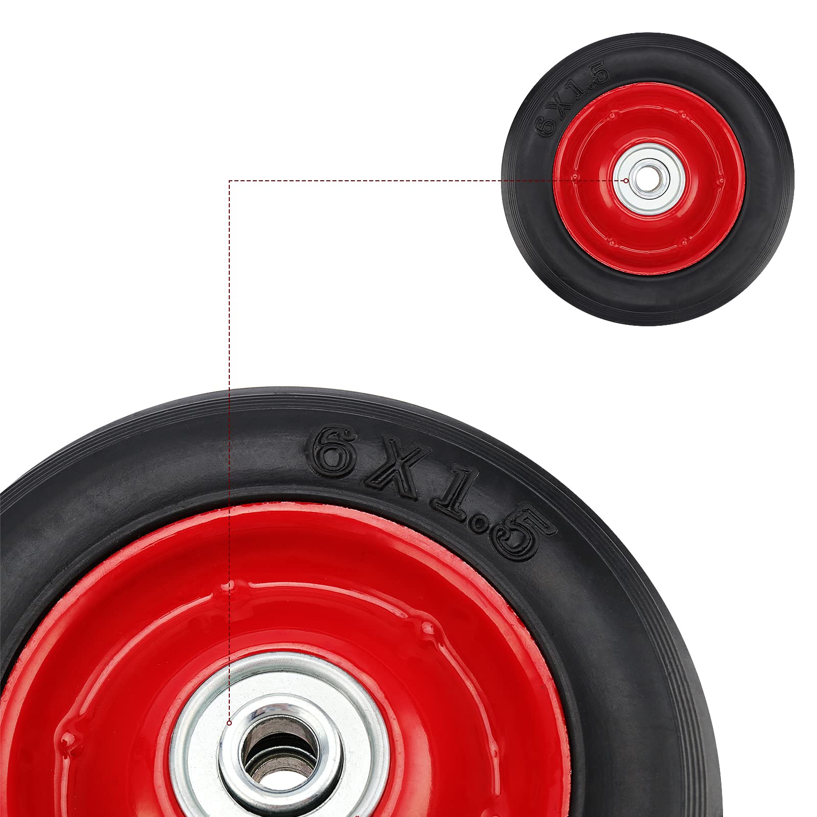 Amazon.co.jp: MOUYAT 4パック 6インチソリッドラバー交換用タイヤ