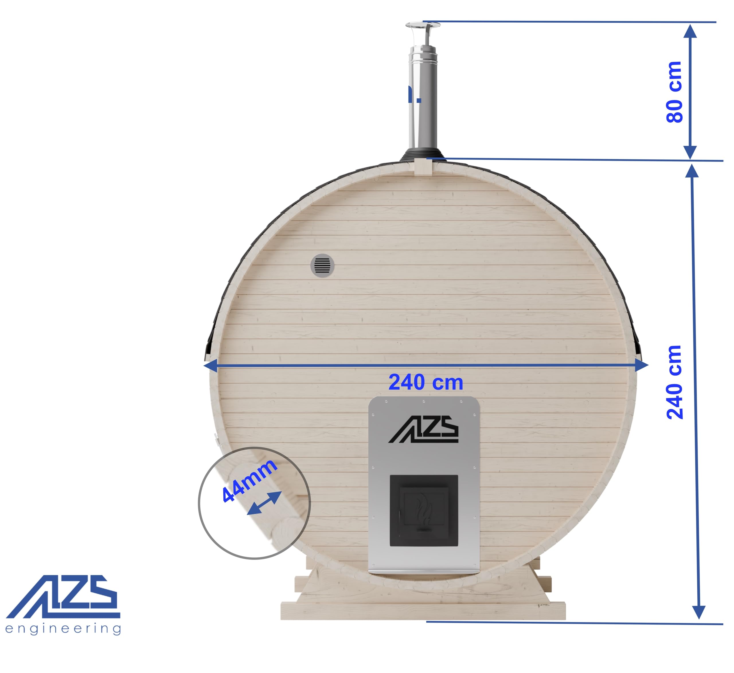 Fasssauna Gartensauna aus Fichtenholz mit Holzofen ETNA – 2–6 Personen