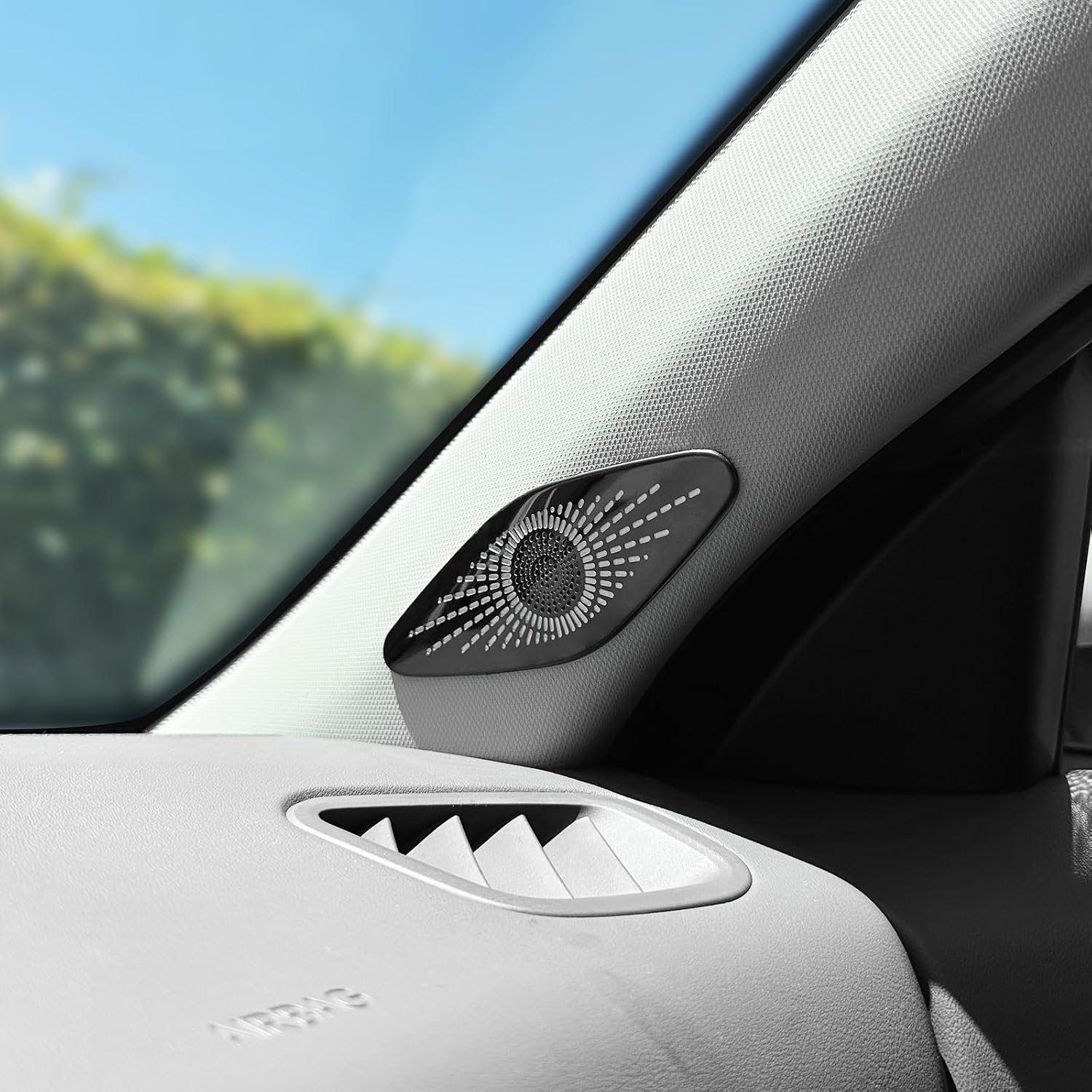 Stainless Steel A-Pillar Speaker Cover Car Interior Chrome Style Tweeter A-Pillar Speaker Decor Cover Set Compatible with Kia K4 2025 2026 Accessories (Black Style)