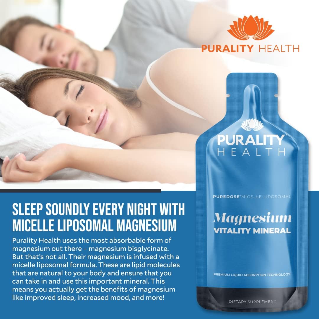 Purality Health Magnesium, Micelle Liposomal, Enhanced Absorption, Magnesium Bisglycinate, Vegan, Easy to Take Pouches, 30 Day Supply