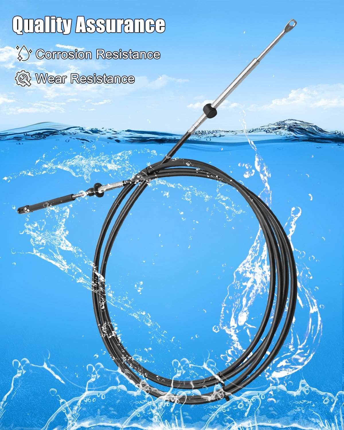 14FT Throttle Shift Remote Control Cable Fit for Johnson Evinrude BRP OMC Outboard Engine Replace 0173114, 2Pcs
