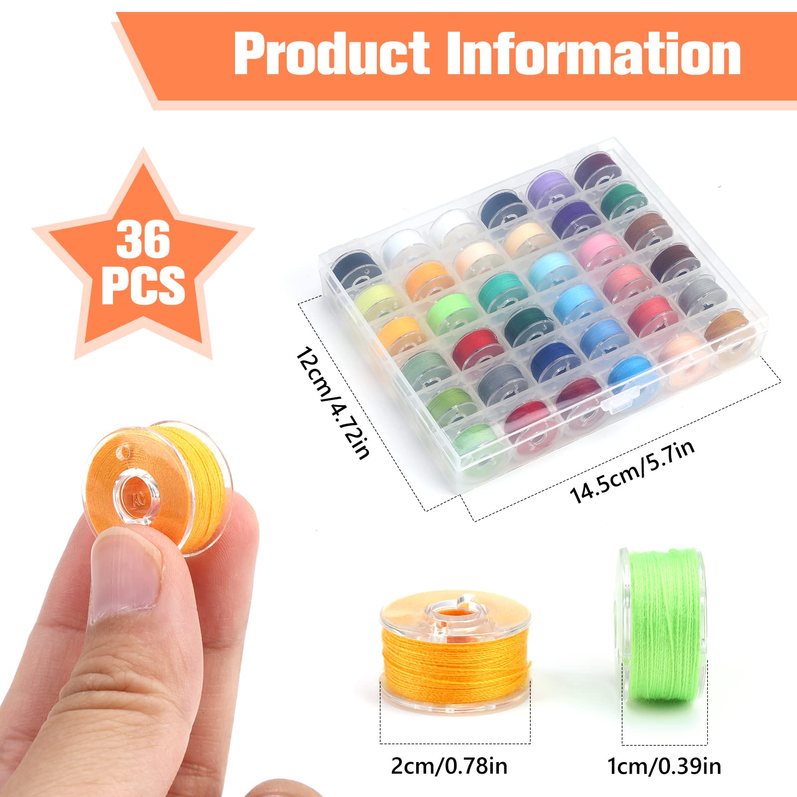 36 Colors Prewound Bobbin Thread Set - Polyester Sewing Thread For Embroidery Machines, Compatible With Major Brands - View #3