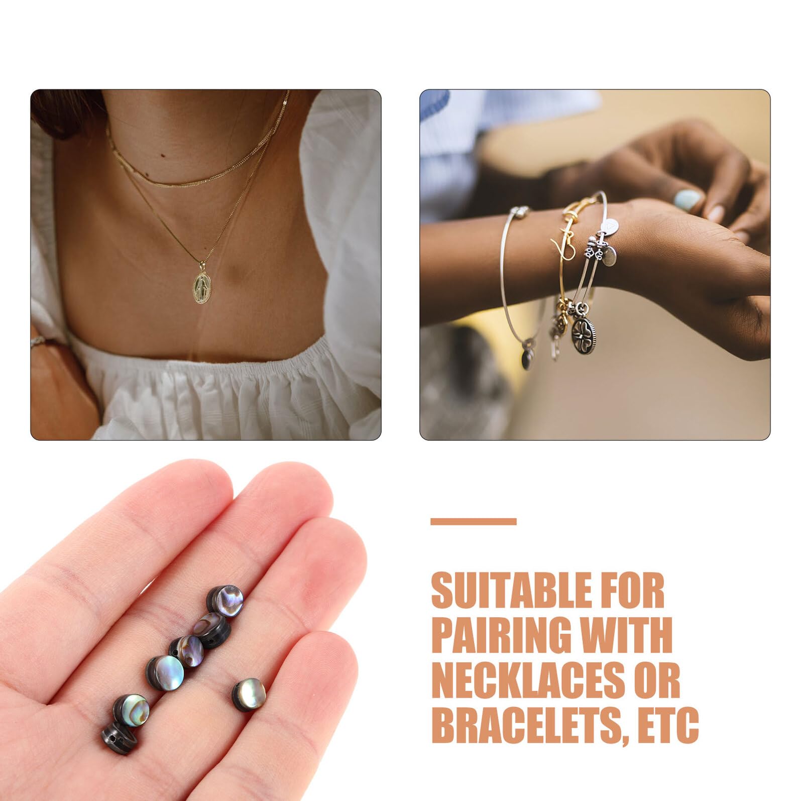HEALSOPTHY 20piezas Materiales para Collares Hechos Mano con Cuentas Redondas de Abulón Dijes Espaciadores de Playa para Joyería Materiales para Joyería para Collares y Pulseras