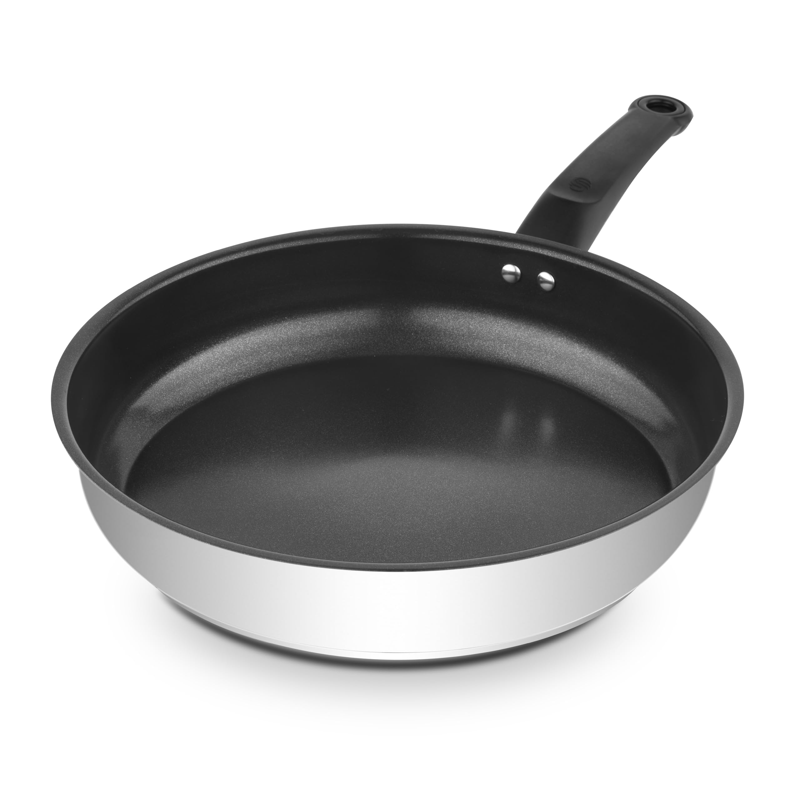 Swan Townhouse 28cm Ceramic Non-Stick Stainless Steel Frying Pan with Staycool Handle, Induction Compatible, Dishwasher Safe, Free from PTFE, PFOA, Lead and Cadmium, SWPS5034SS​
