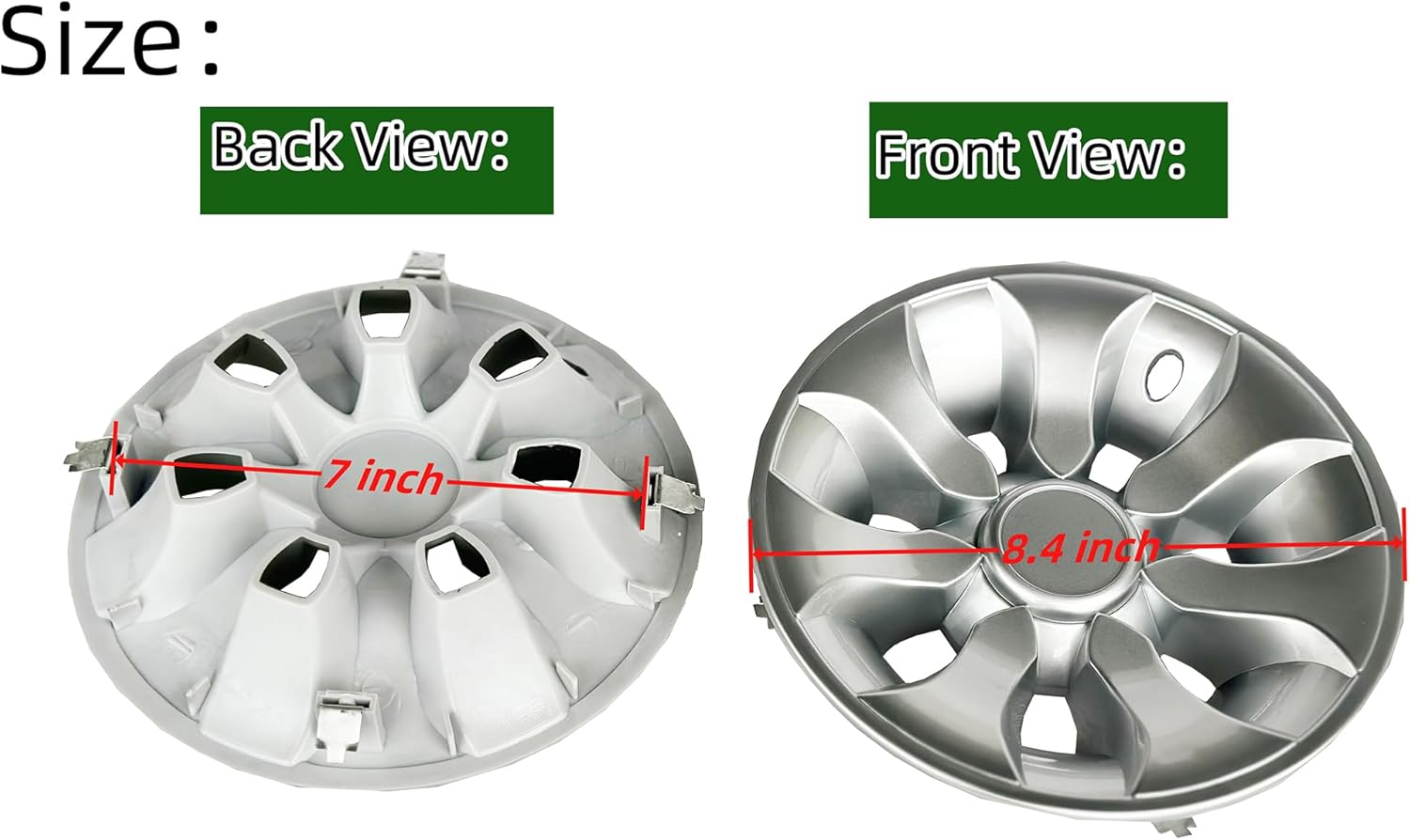 Golf Cart 8" Wheel Covers Hub Caps with 7 Spokes for EZGO Cub Car Yamaha Golf Cart (Set of 4pcs)