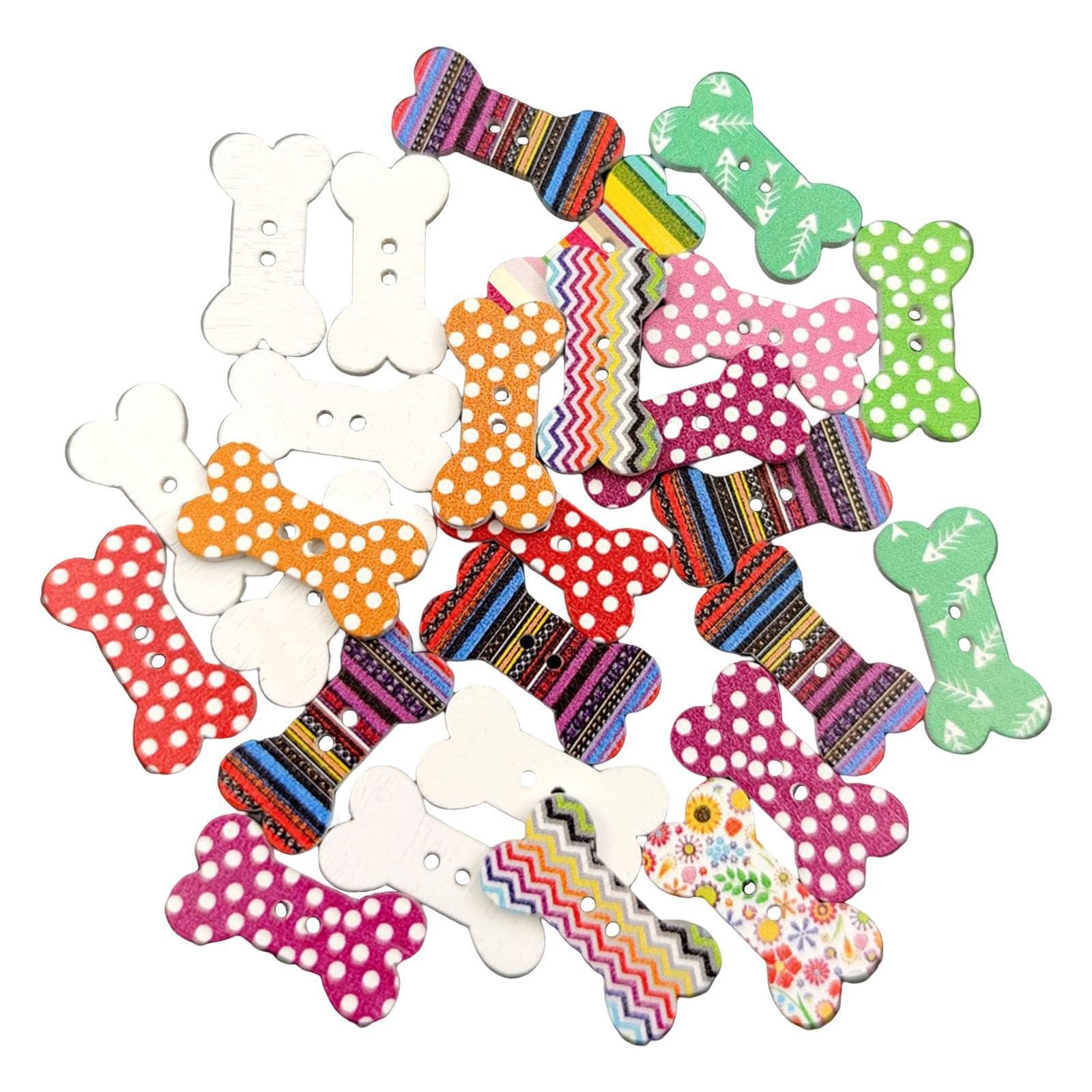 PIXZCSA Knitting and Embellishments. Mixed Cardmaking Supplies Dog Bone Shaped Wooden Button Embellishments Mixed Color Cardmaking Embellishment Scrapbooking