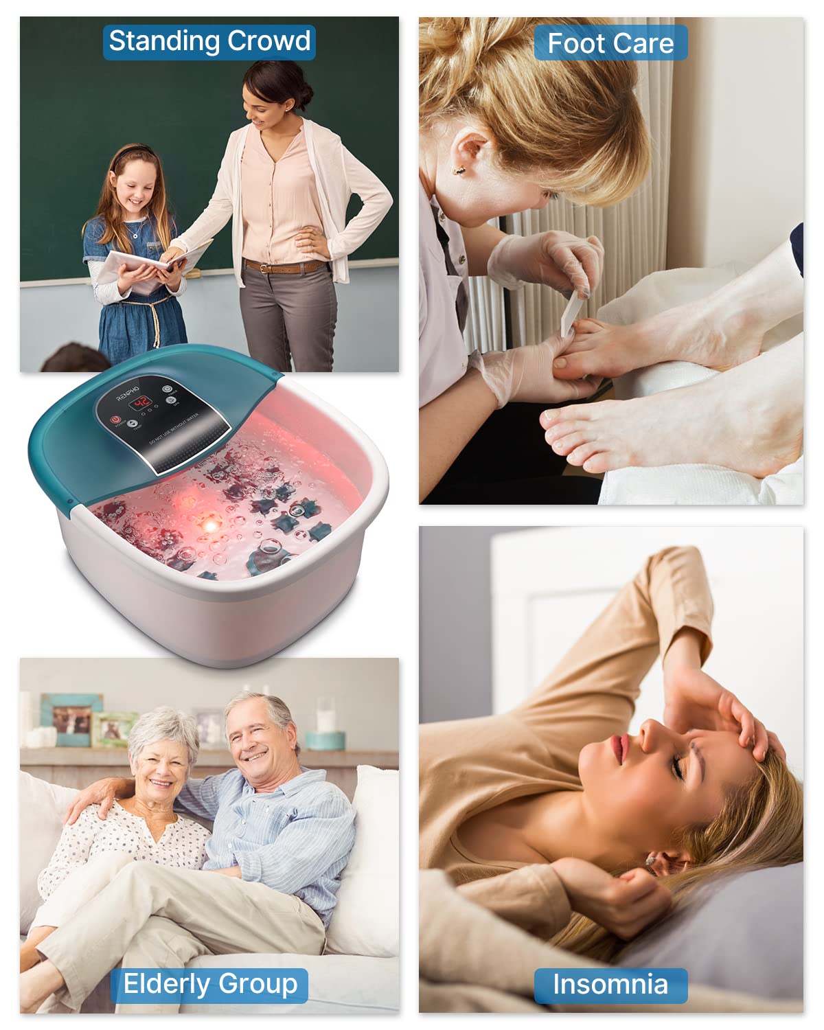 Buy RENPHO Foot Spa Bath Massager, GFCI Plug Foot Soak Tub Pedicure