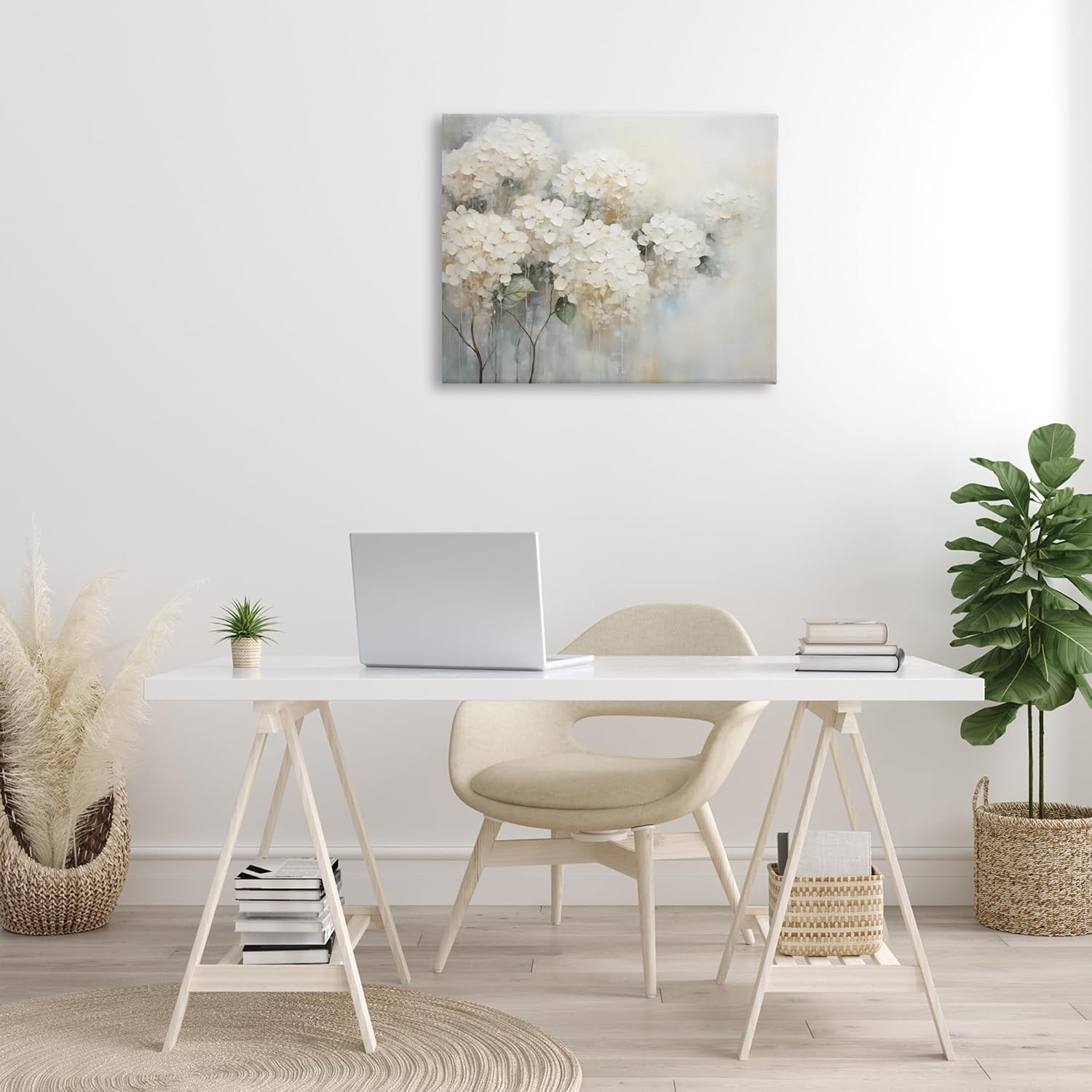 Stupell Industries Subtle Fading White Hydrangeas Canvas Wall Art, design by Arlington Prints, 30 x 24