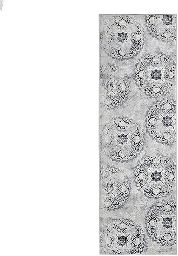 Miniatura 2 de Superior Esperanza - Alfombra moderna de medallón envejecida para interiores, platino, corredor