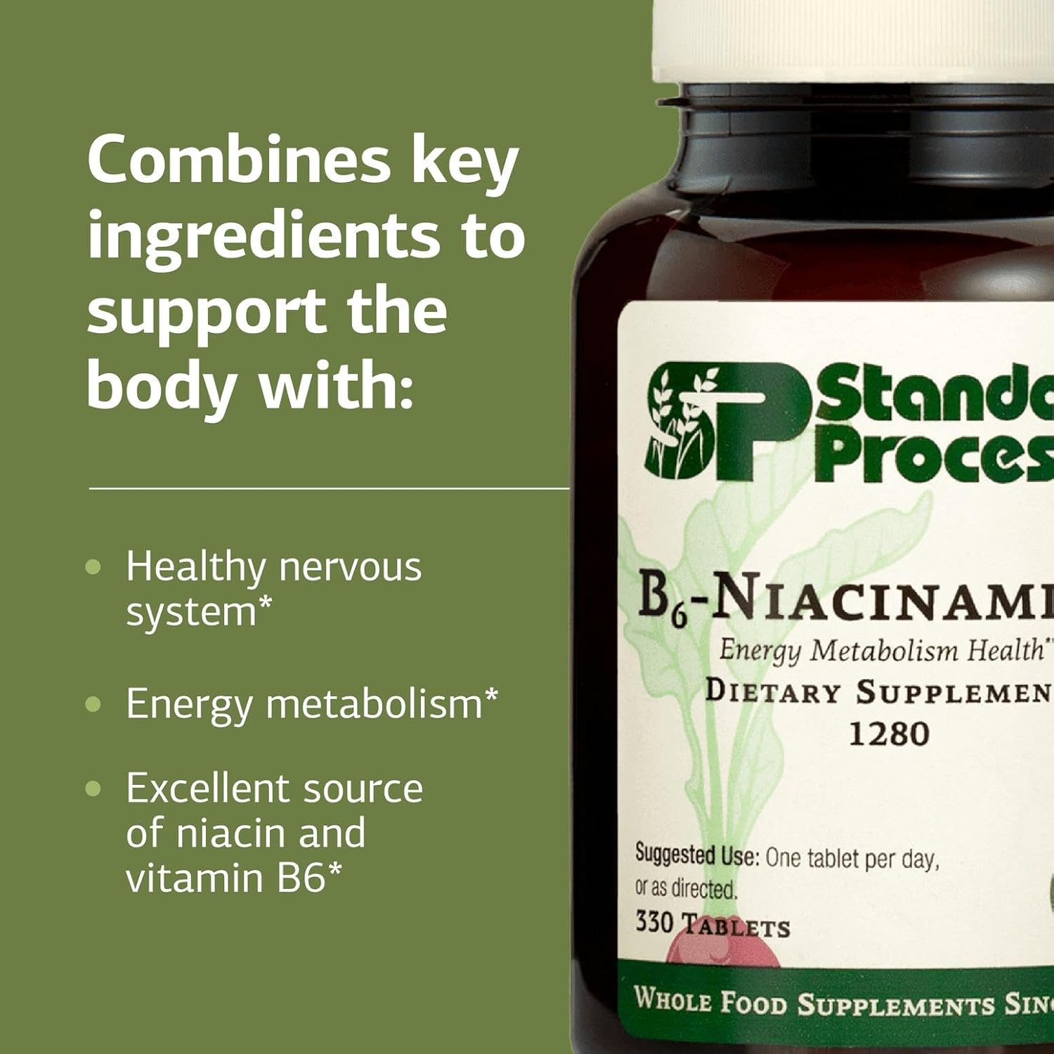 Standard Process B6-Niacinamide Energy Metabolism Health Dietary Support - Gluten-Free, Non-Dairy & Non-Soy - Cardiovascular Support - 330 Tablets