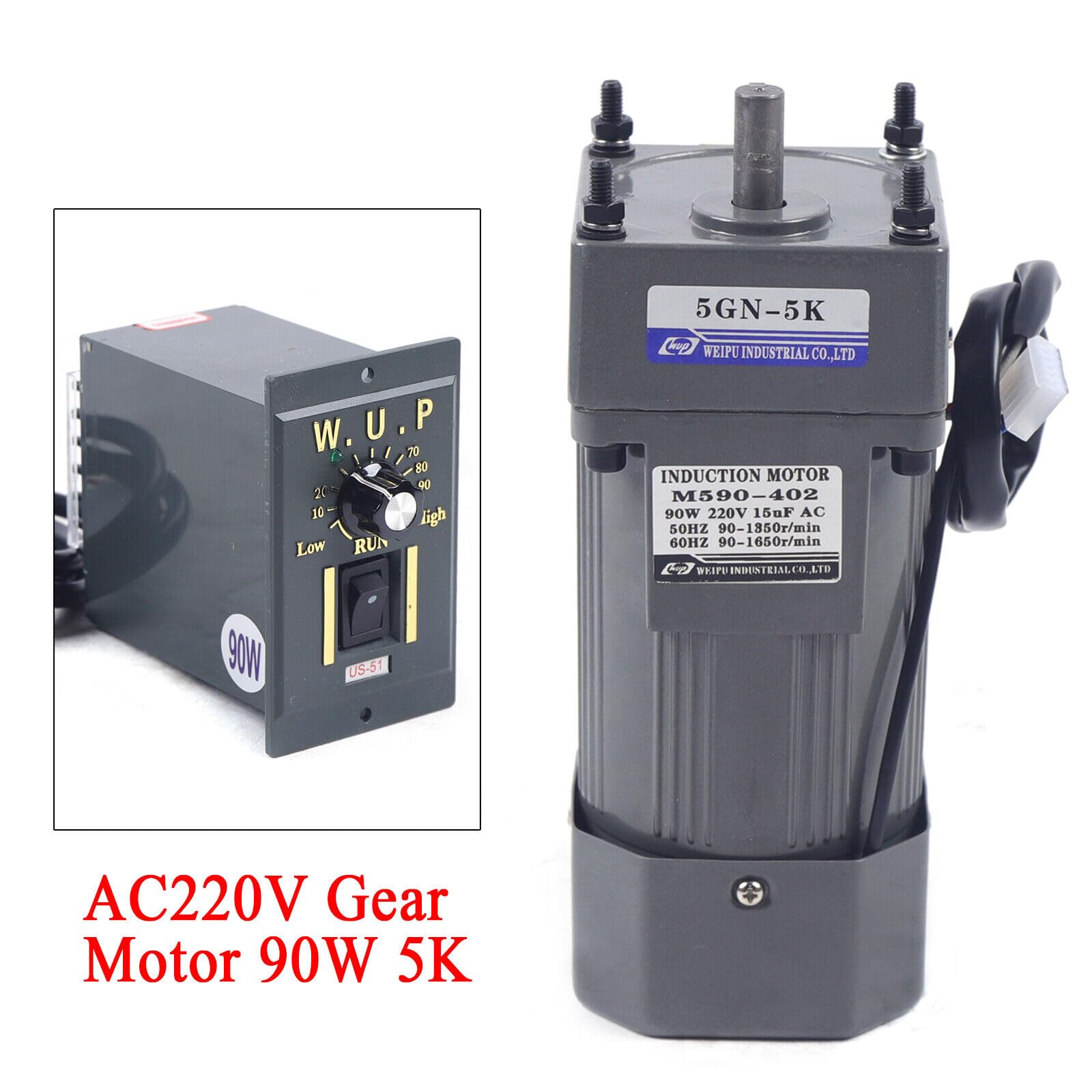 CA 220 V 90 W Motore a velocità regolabile Motore continuo a velocità regolabile Inverter con regolatore del cambio e staffa(100K