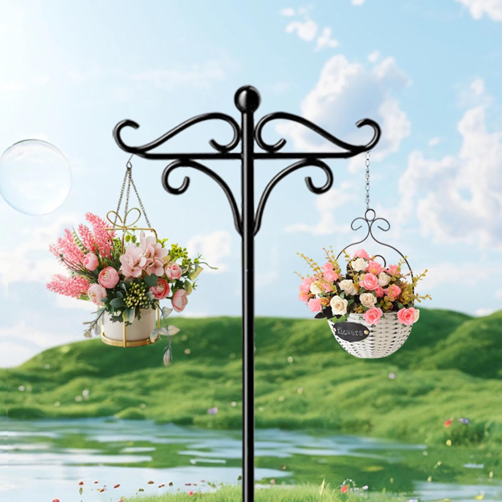 Gancio da Giardino per Piante Sospese, Decorazione, Supporto per Mangiatoia per Uccelli, Supporto per Vasi di Fiori Sospesi, Mangiatoia per Uccelli, L, Altezza 190cm