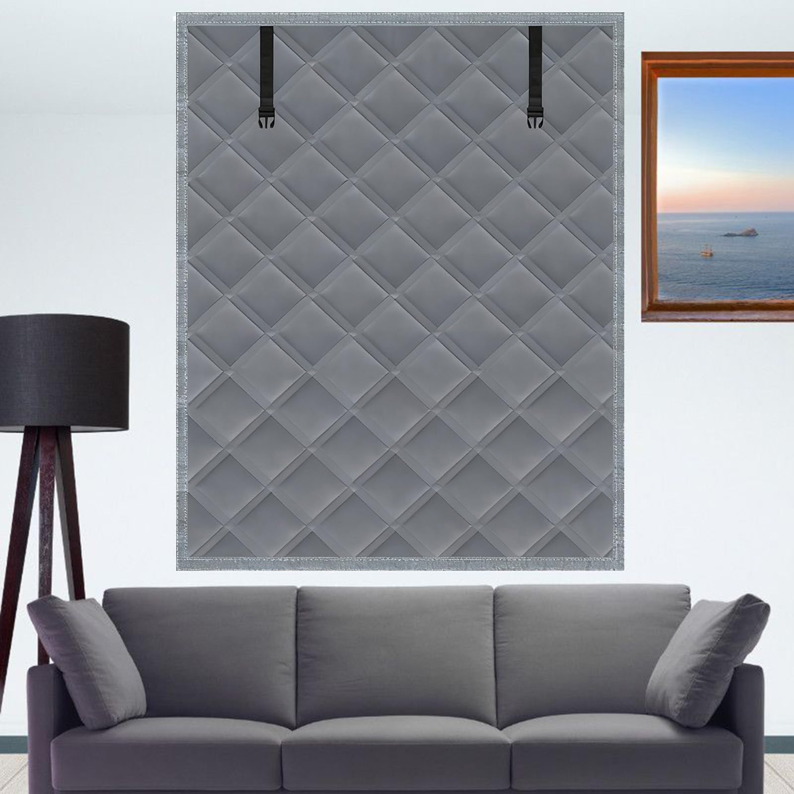 Aislamiento térmico para ventanas con velcro gris funda invierno 85x180
