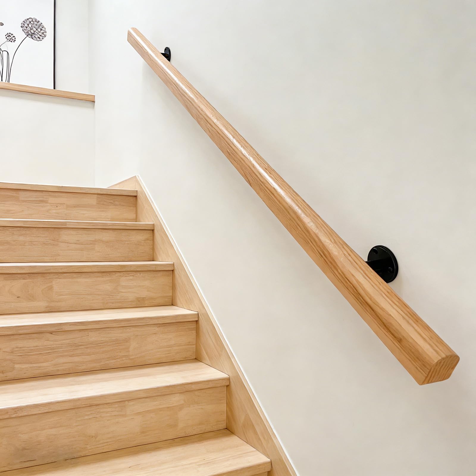 Dsvonaus One Color Wooden Handrails For Stairs, Non-Slip Stair Banister With Brackets, Against The Wall Elderly And Children's Safety Grab Bar Kit, For Interior Corridor Villa Building Loft(280Cm)