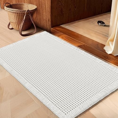 Miniatura 46 de Juego de alfombrilla de baño IM HOME 3 piezas beige, alfombrillas de baño modernas tejidas, alfombrilla de baño antideslizante absorbente,