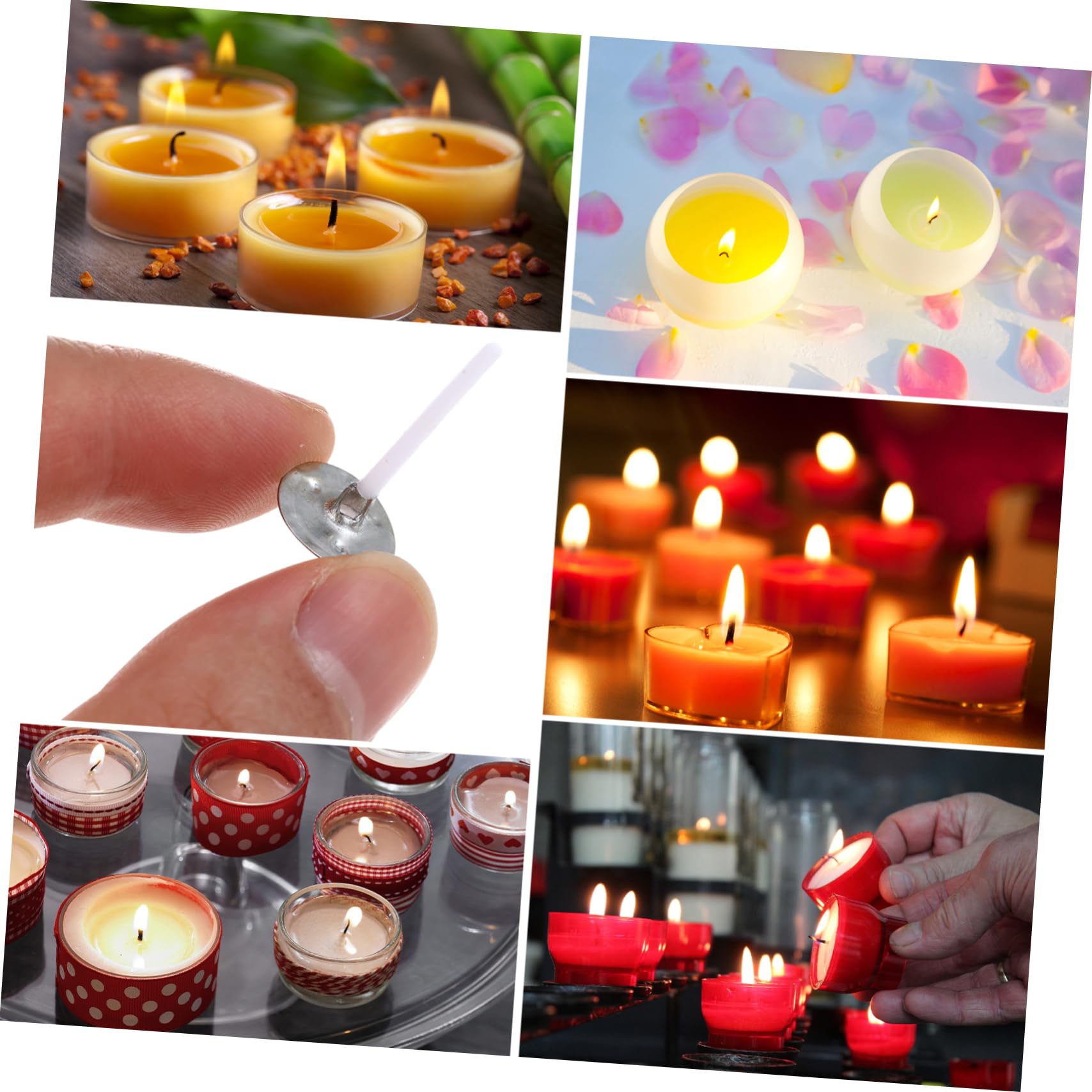 Operitacx 500pezzi Stoppini per Candele Cerati Fumo con Base e Sostenitori per Kit di Creazione di Candele Fai da Te