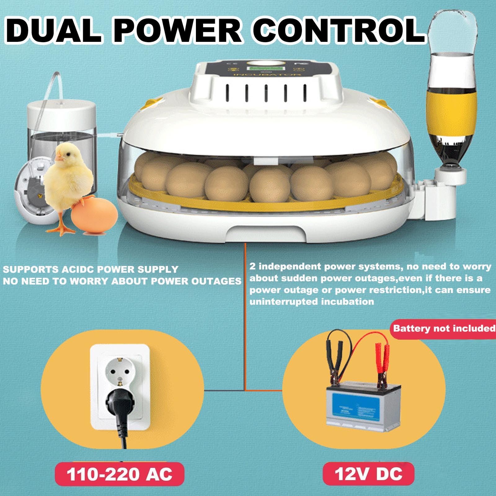 Incubadora Huevos Gallina - Incubadora AutomáTica De 22huevos Controles AutomáTicos De Temperatura Y Humedad HigróMetro Y Pantalla Led Digital, para Incubar Pollos, Codornices Y Patos