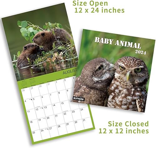 Miniatura 3 de Calendario de pared 2024, calendario 2024, calendario mensual de pared de animales bebés, 12 x 24 pulgadas abierto, calendario familiar de noviembre