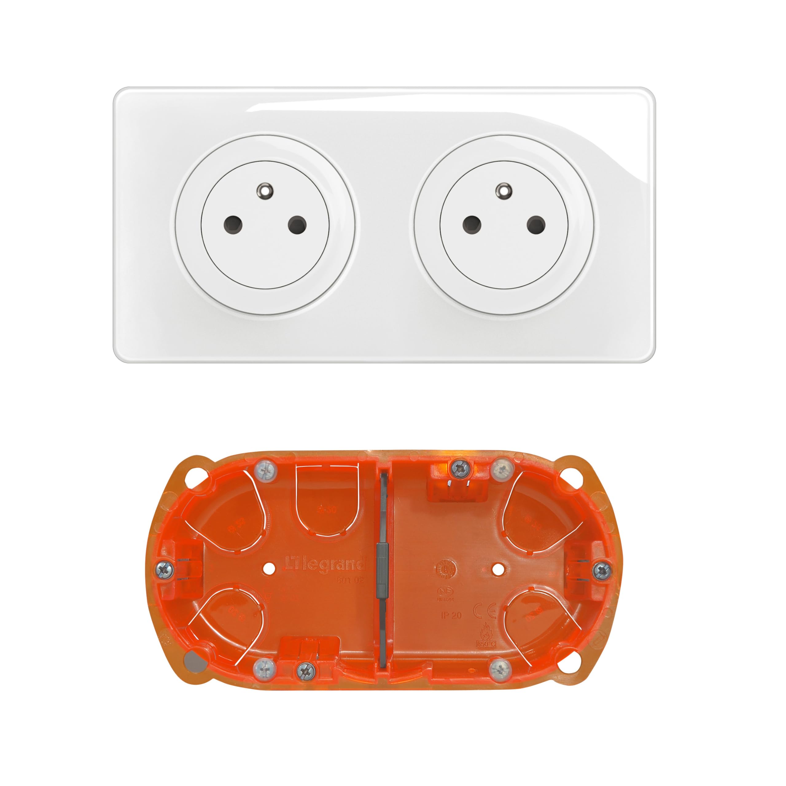 Prise electrique double Legrand Celiane pour un salon epure et des murs designs