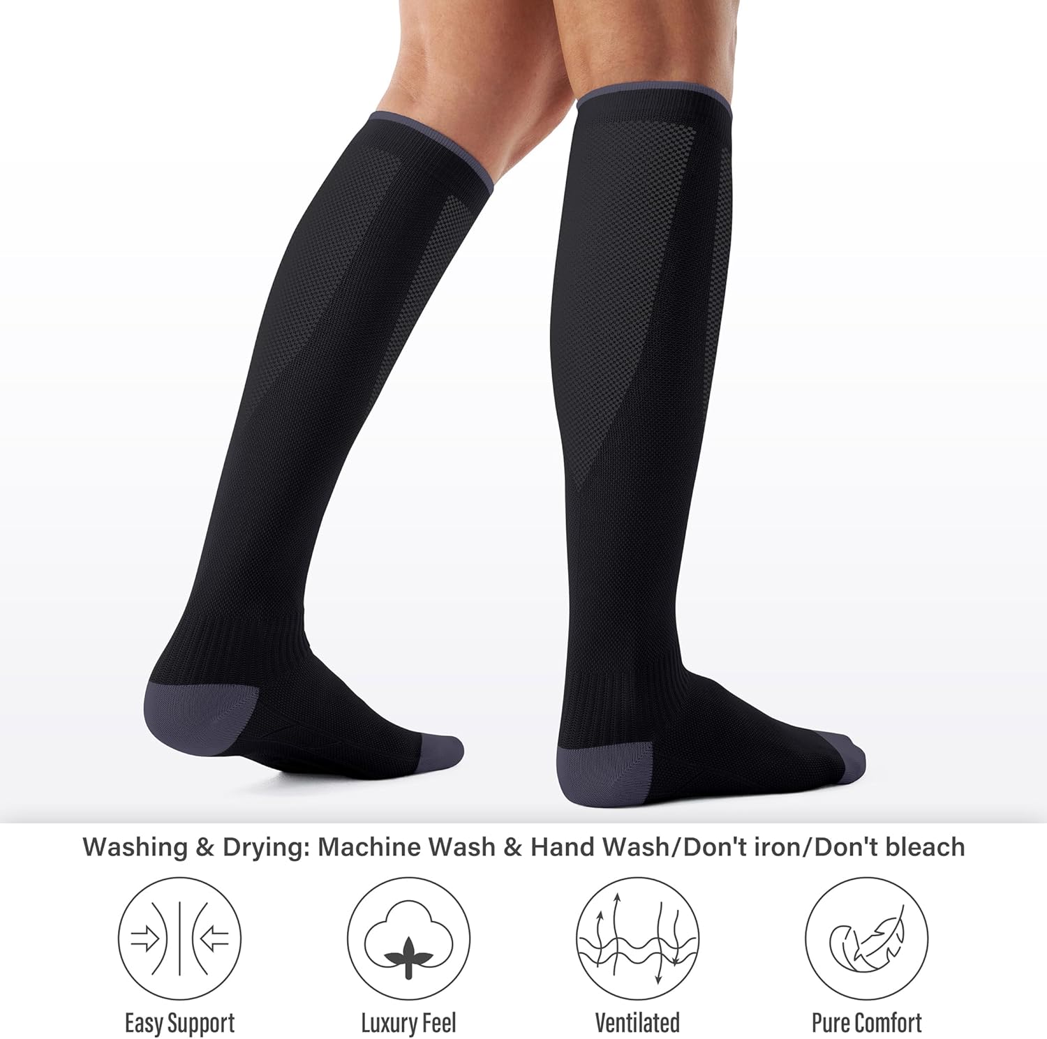 3 Pairs Compression Socks for Women and Men - 15-20mmHg Best Support for Athletic Running Cycling - Image 6