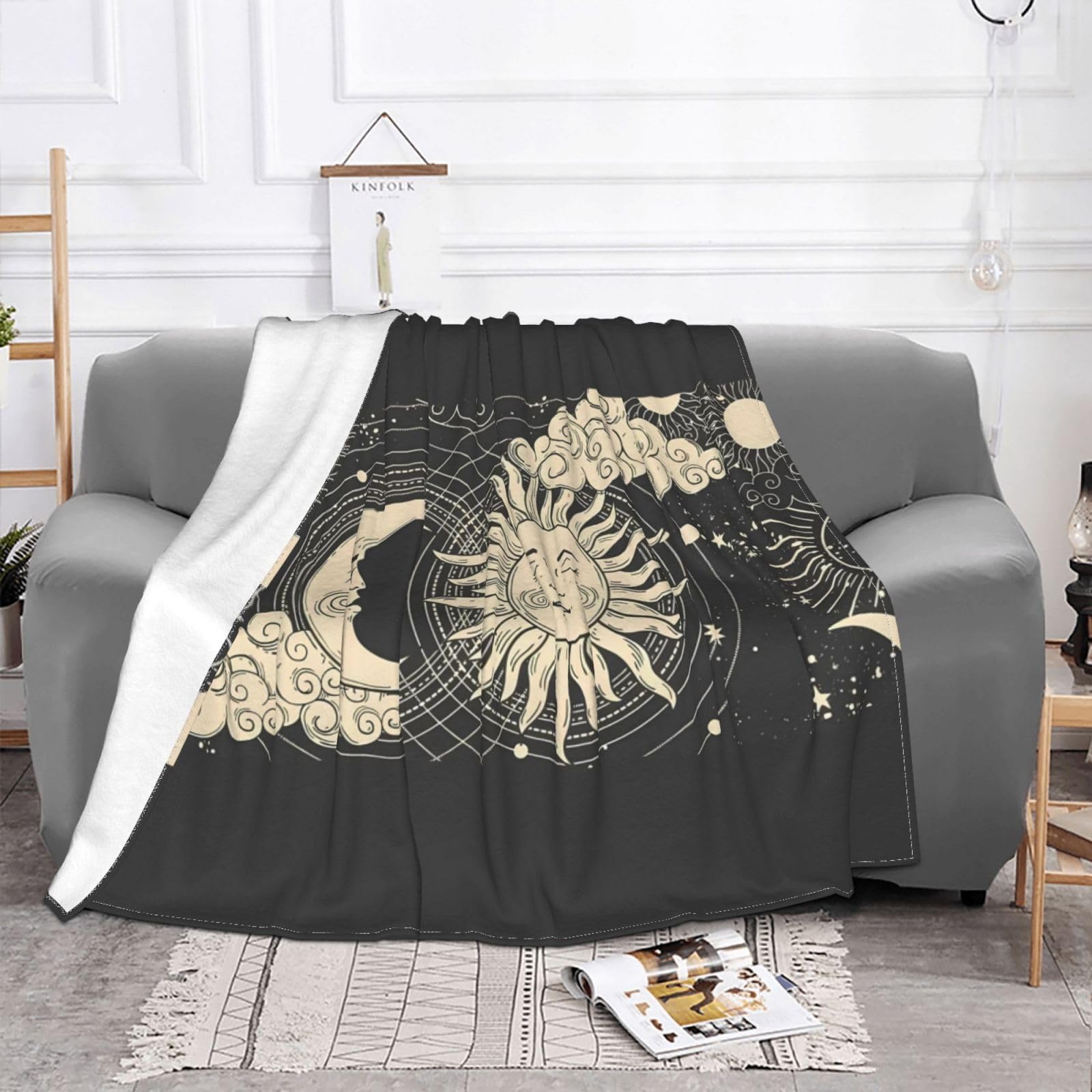 Amazon｜ブランケットエアコンブランケット 星柄 宇宙 太陽 月