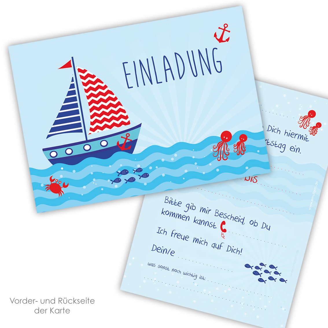 25 Angel-Einladungskarten Mit Umschlägen – „Gone Fishing“ Design, Dicker Karton (14 Pt), Zum Selbstbeschriften