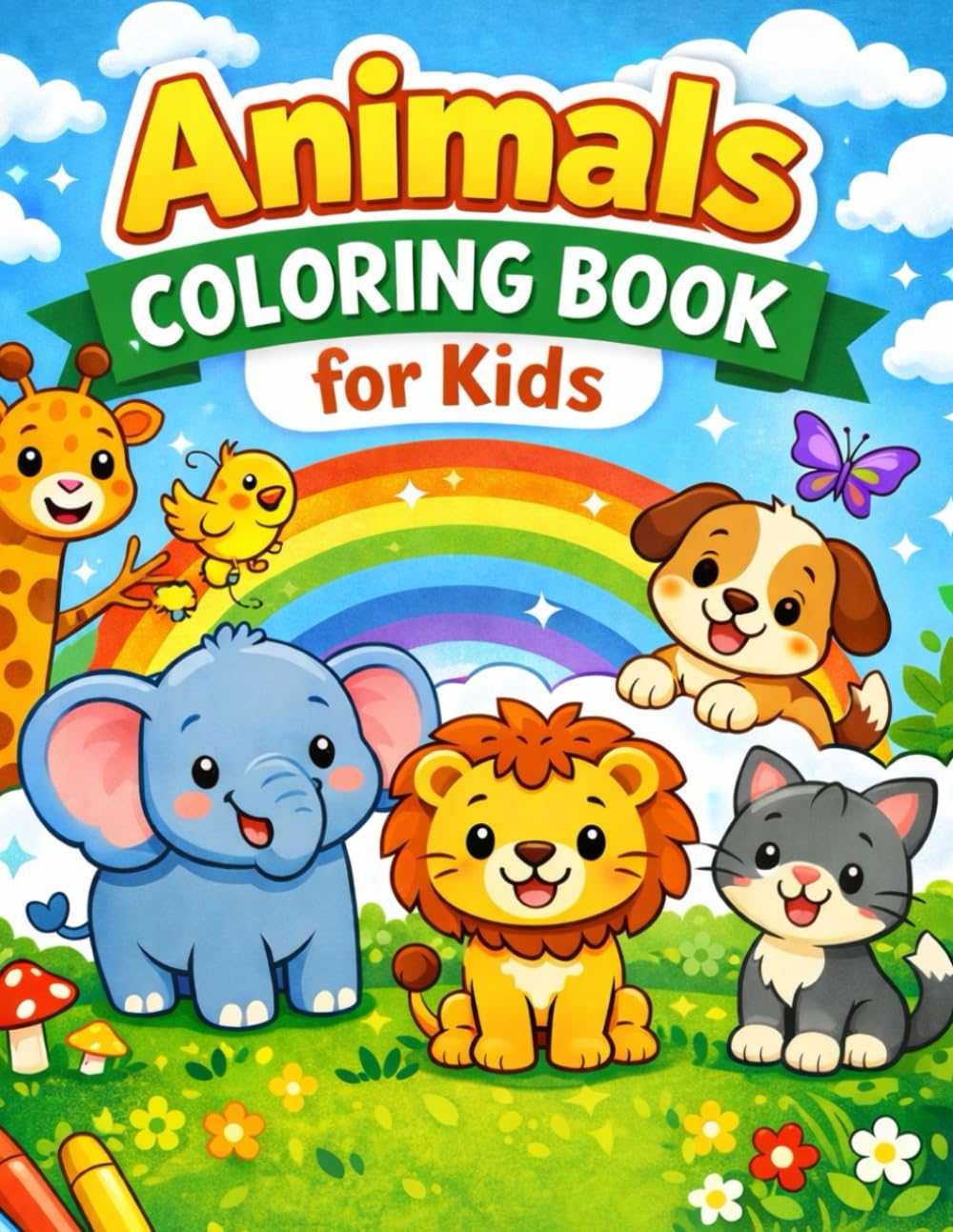 Cute Animals Coloring Book for Kids Ages 3–6: Fun & Easy Animal Illustrations