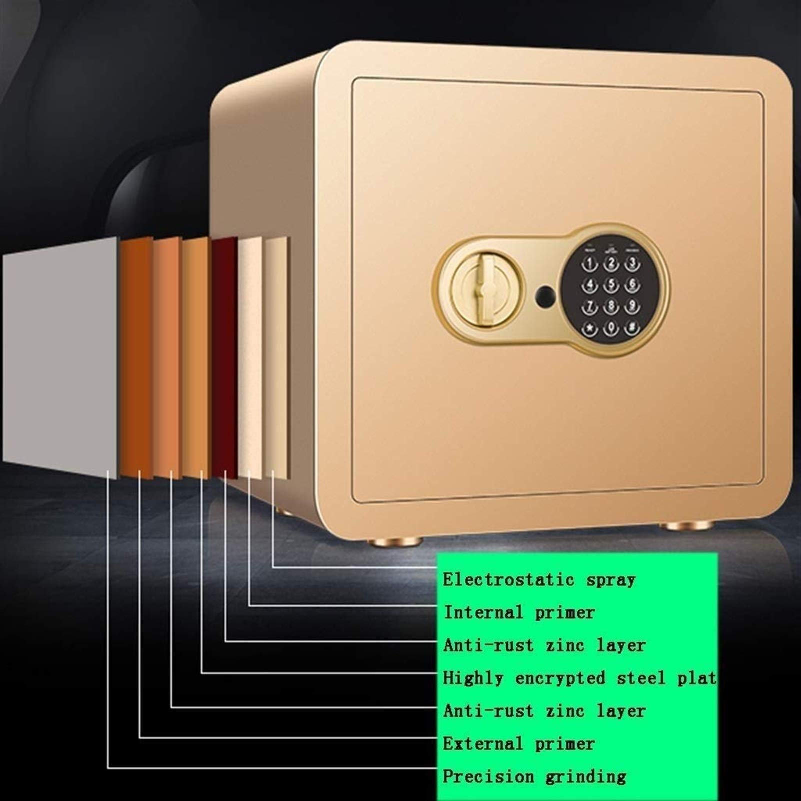 Caja fuerte digital ignífuga e impermeable, construcción grande de acero sólido con cerrojo de seguridad, anclaje a la pared para el hogar, oficina, hotel, dinero en efectivo, almacenamiento de