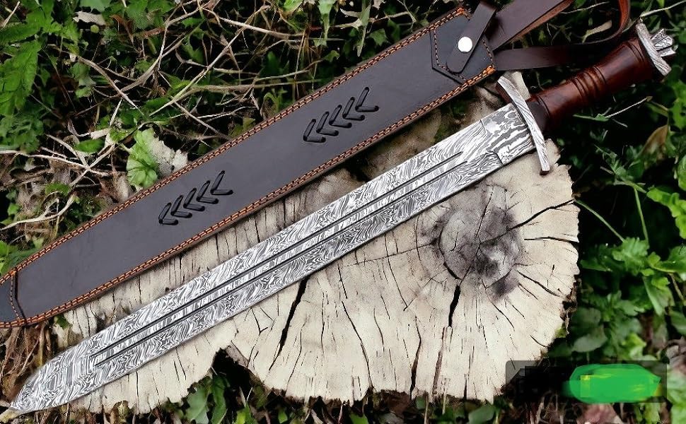 Custom Hand Forged Damascus Steel Swiss Dagger Sword Viking Gladius Double Edge Sword Gladiator Blood Grooved Sword - Image 2