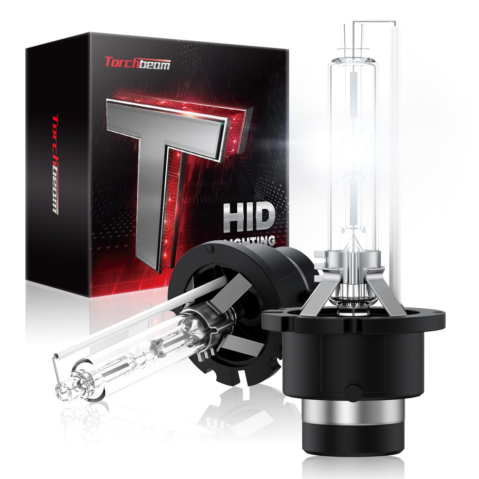 Torchbeam Bombillas de xenón D2S, Blanco Diamante 6000K Lámparas de xenón para Faros Delanteros, Luz Alta Luz Baja Bombillas HID para Faros Delanteros de Repuesto, Paquete de 2