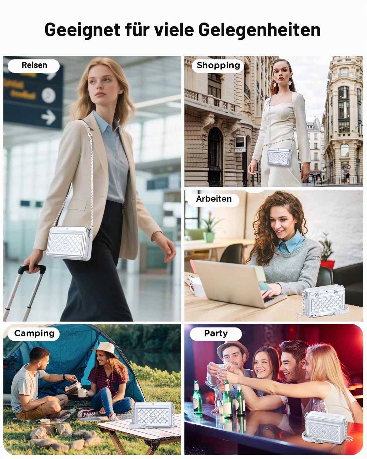 MFi Certified Safe Lock Box mit Find My App (iOS Only),handtasche damen mit Fingerprint und Password, Anti-Theft Money Bag,Diebstahlschutz Safe Deposit Box für Bargeld,Pässe, Geldbeutel,Telefon