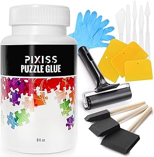 Puzzle Saver Glue Kit and Diamond Painting Sealer, Adhesive Brushes for Jigsaw Puzzles, Boards, Mats, with Pixiss Accessor...