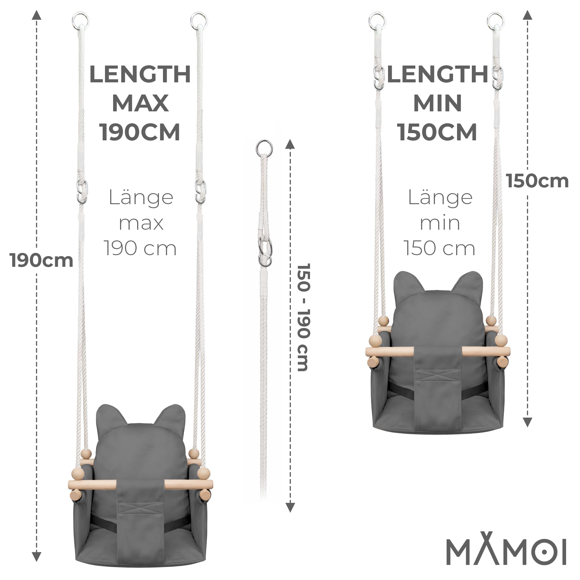 MAMOI Babyschaukel mit Sicherheitsgurt – Kinderschaukel für 6–36 Monate, max. 20 kg, Indoor