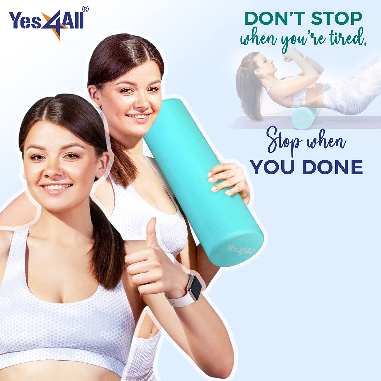 Yes4All Rodillo de Espuma Firme EVA para Espalda - Rodillo Redondo para Ejercicio, Yoga y Pilates 30/45/60/90 cm