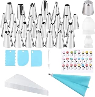 LEAZZLE 50 Piece Liquor Bag Set 31 Nozzles 10 Disposable & 1 Reusable Liquor Bag 3 Scrapers - Cake Tools for Cupcake Cake Toppers & Cake Toppers & Cake Toppers & Cake Tools for Cupcake & Cake Toppers & Cake Toppers
