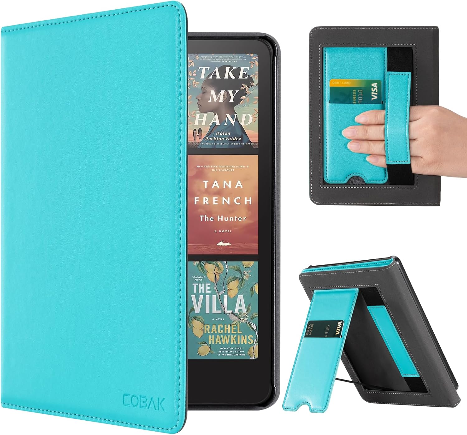 CoBak Case with Stand for Ebook Readers - Durable PU Leather Cover with Auto Sleep Wake, Card Slot, Hand Strap Feature Kindle Paperwhite case