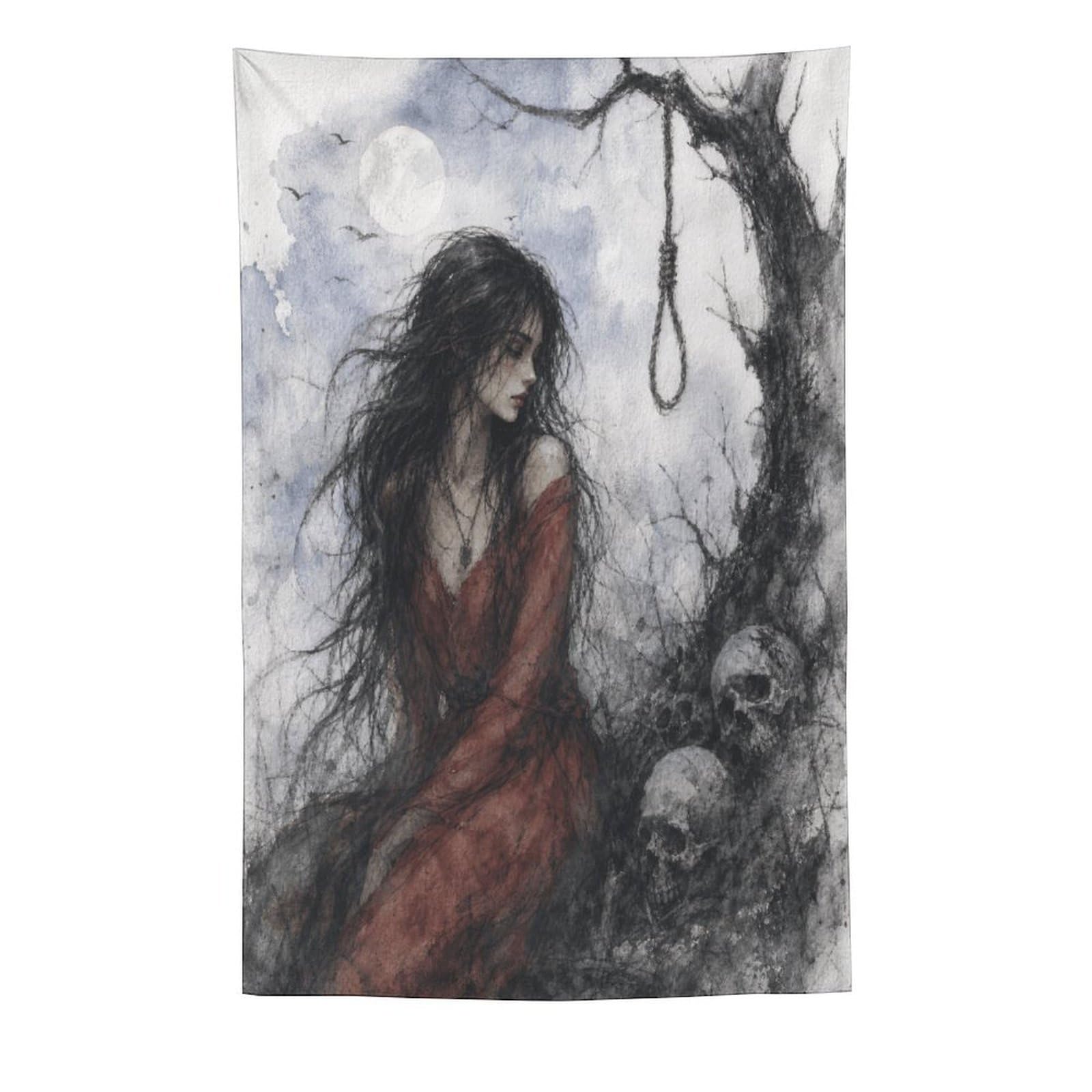 H3B8U2Y5 Woman by Hanging Noose Wall Tapestry, Fantasy Illustration Style