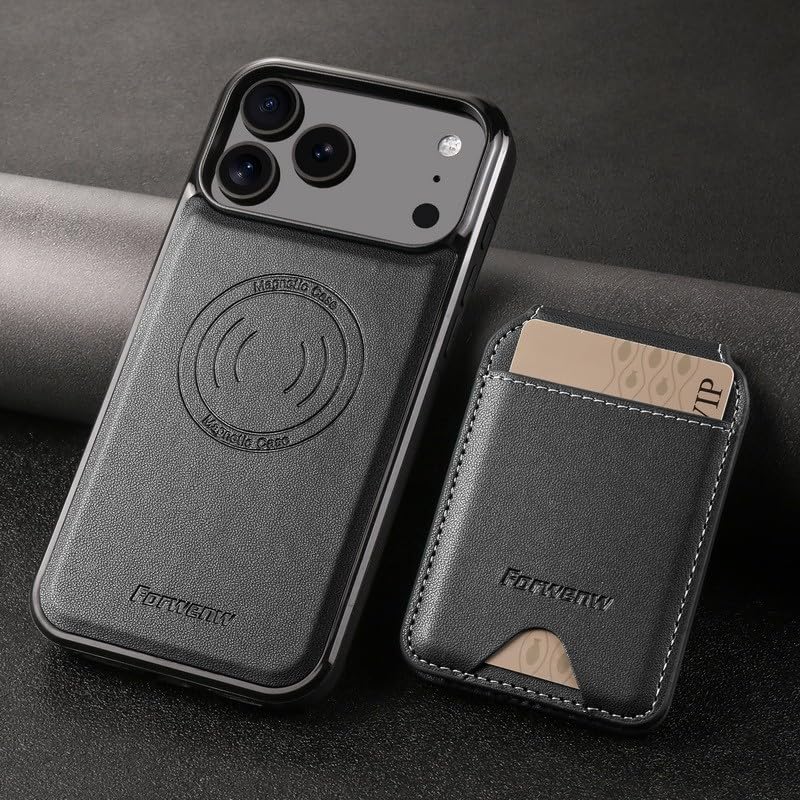 Coque iPhone 11 cuir noir porte-carte aimanté pour le quotidien