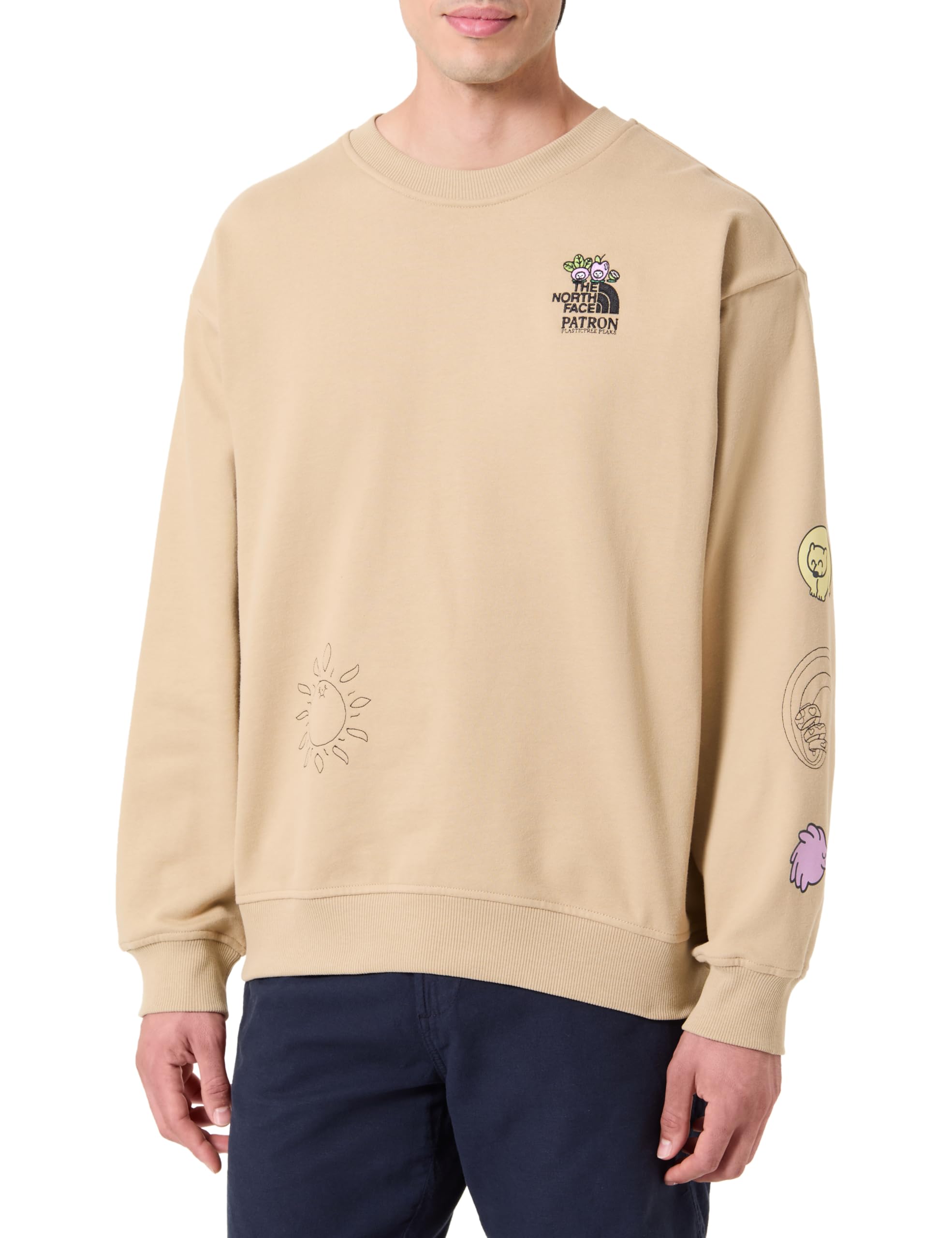 The North Face Unisex Mountain Cleanup Oversized Crew Sweatshirt, Khaki Stone, XL