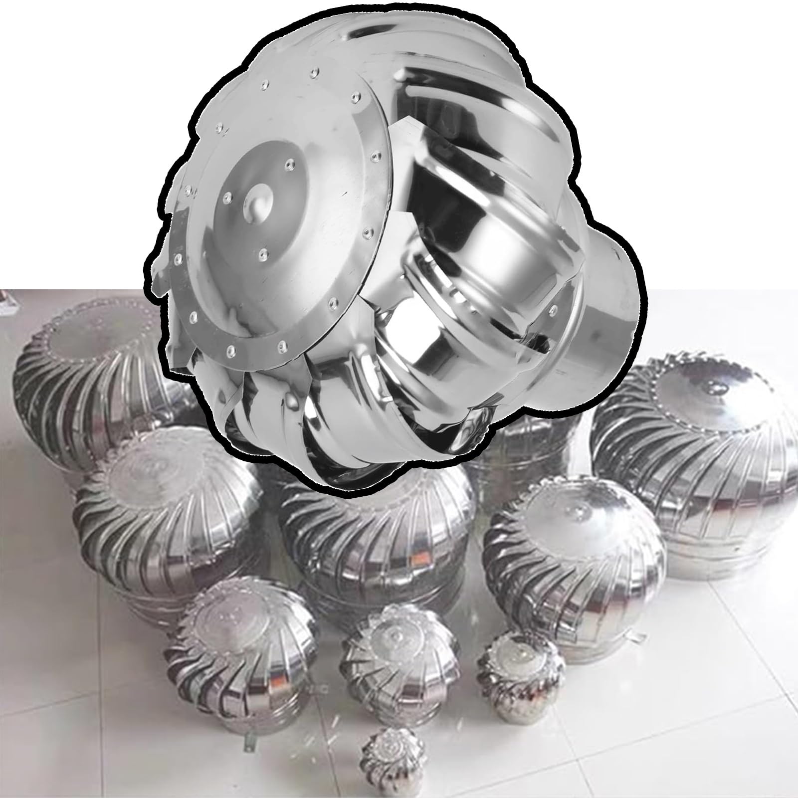 Generisch 200 mm/8 cali, 304 automatyczny, cichy wentylator dachowy z przyłączem rurowym, wentylator dachowy na każdą pogodę, cicha turbina rotacyjna, osłona komina