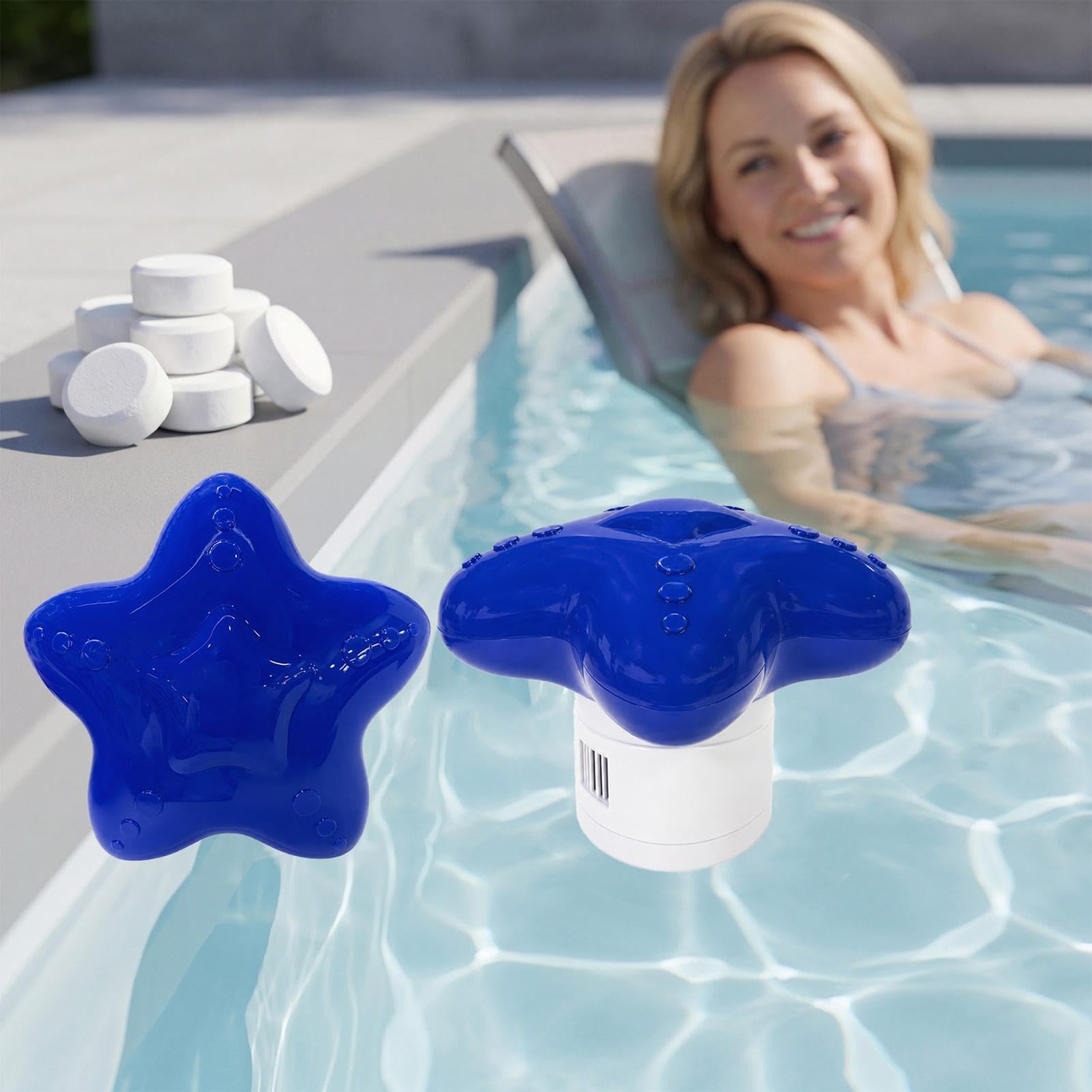 Erogatore Galleggiante per Cloro Galleggiante Automatico Per Spa E | Galleggiante per Piscina a Forma di Stella per Cortile Estivo, Laghetto, Esterno, Casa, Uso Commerciale